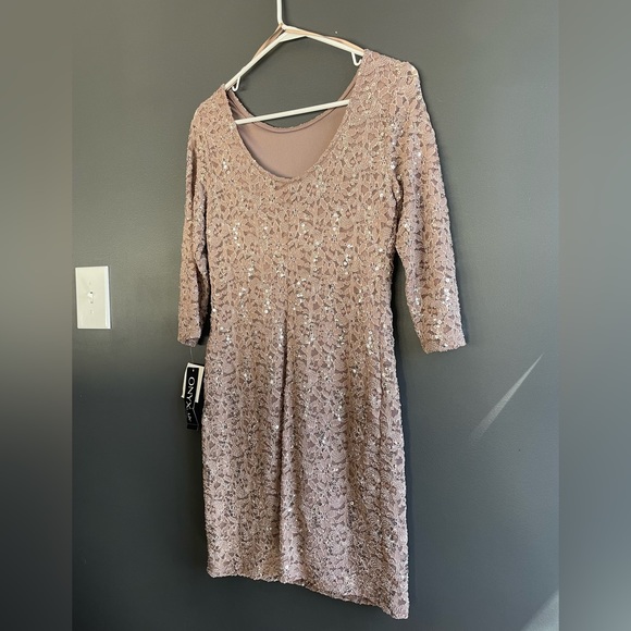 Knee/Below Knee Length Dress with Lace and Sequins - Picture 3 of 3